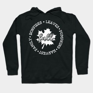 Fall Circle With Maple Leaf White Hoodie